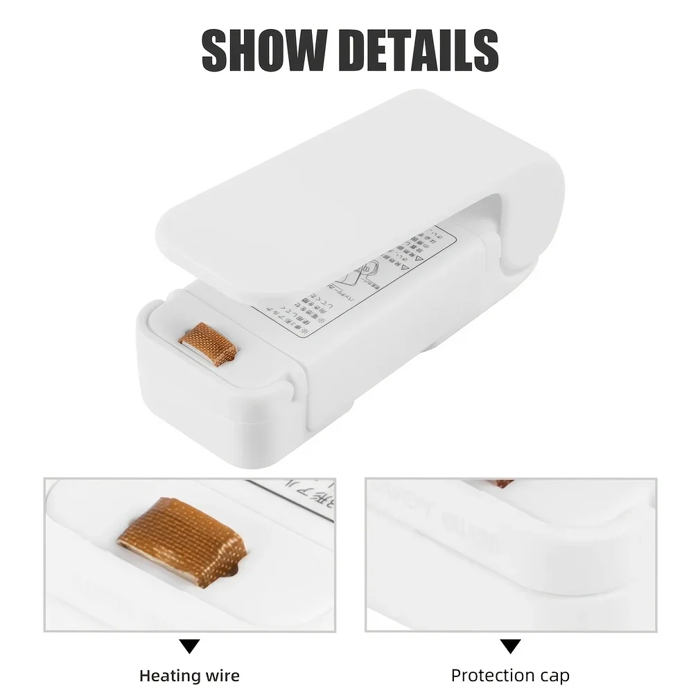 1pc Bag Sealer Portable Heat Sealer Plastic Package Storage Bag Mini Home Sealing Clip Food Snack Fruit Fresh Keeping Gadgets