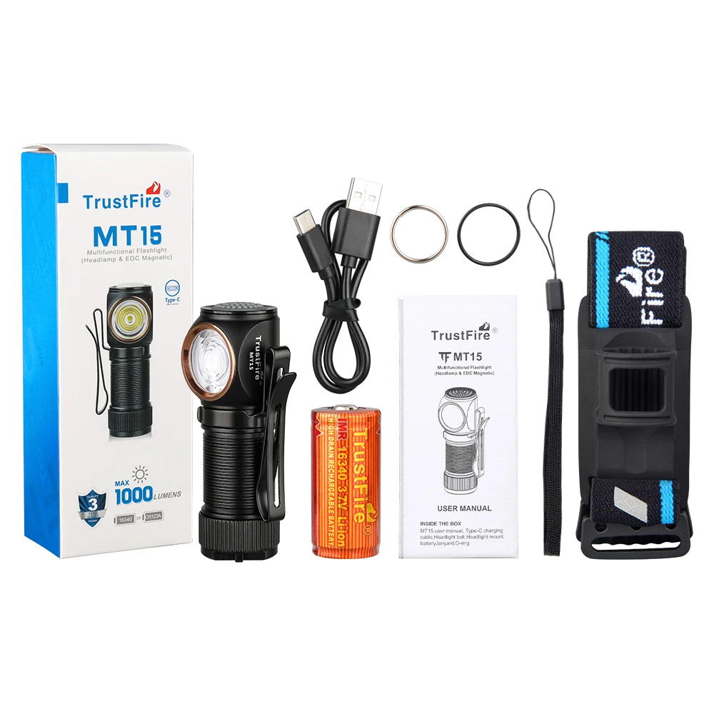 Trustfire MT15 ledes headlamps 1000LM USB C újratölthető Mali 16340 evk szögben fejét flashlights MVP Optika vel Mágnes Farok horgászni