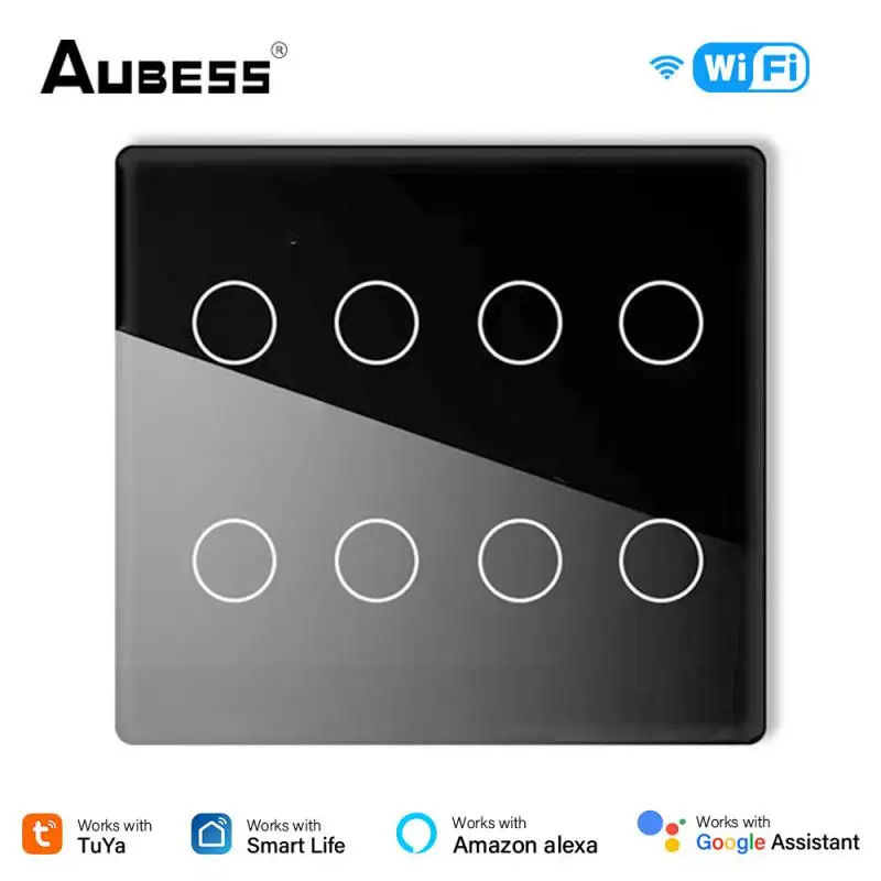 Brasile 4X4 Switch 4/6/8Gang Tuya Wifi Smart Life Light Wall Touch Sensor Interruptor Pannello In Vetro Remoto Da Alexa Dot Google Home