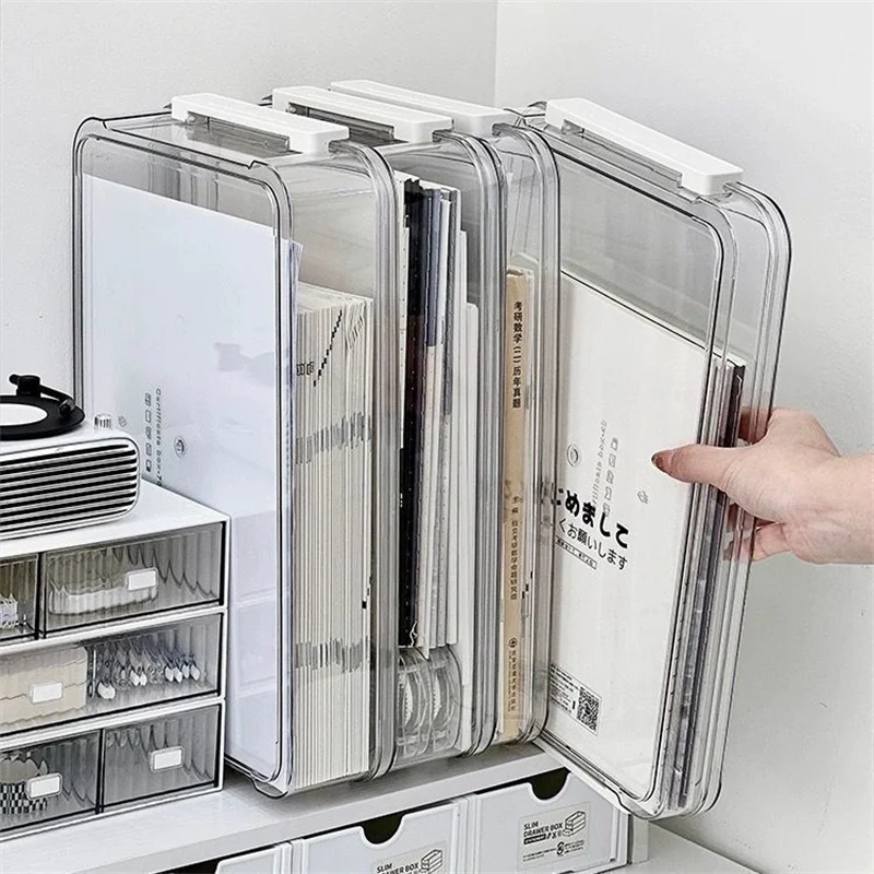 Acrylic transparent desktop paper storage box a4 file document exam