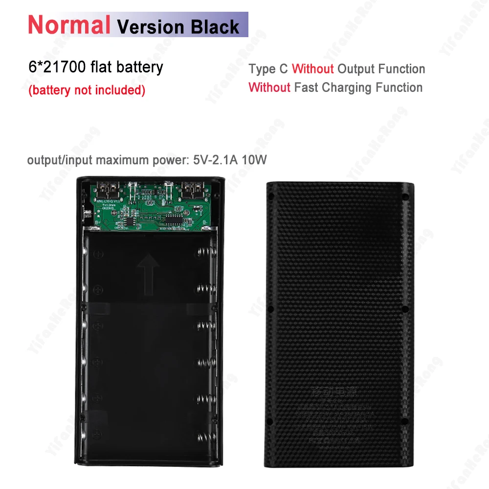Battery Box 6x21700 Battery Charger Box Power Bank Holder DIY Shell Case Dual USB 21700 Battery Shell Storage Organize LED Light