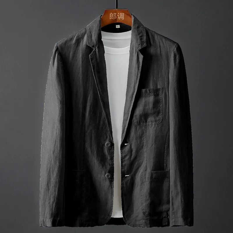 ICOOL White Solid Formal Linen Suit Men Summer Slim Fit Leisure Business Thin Breathable Comfortable Single Suit Coat Jackets