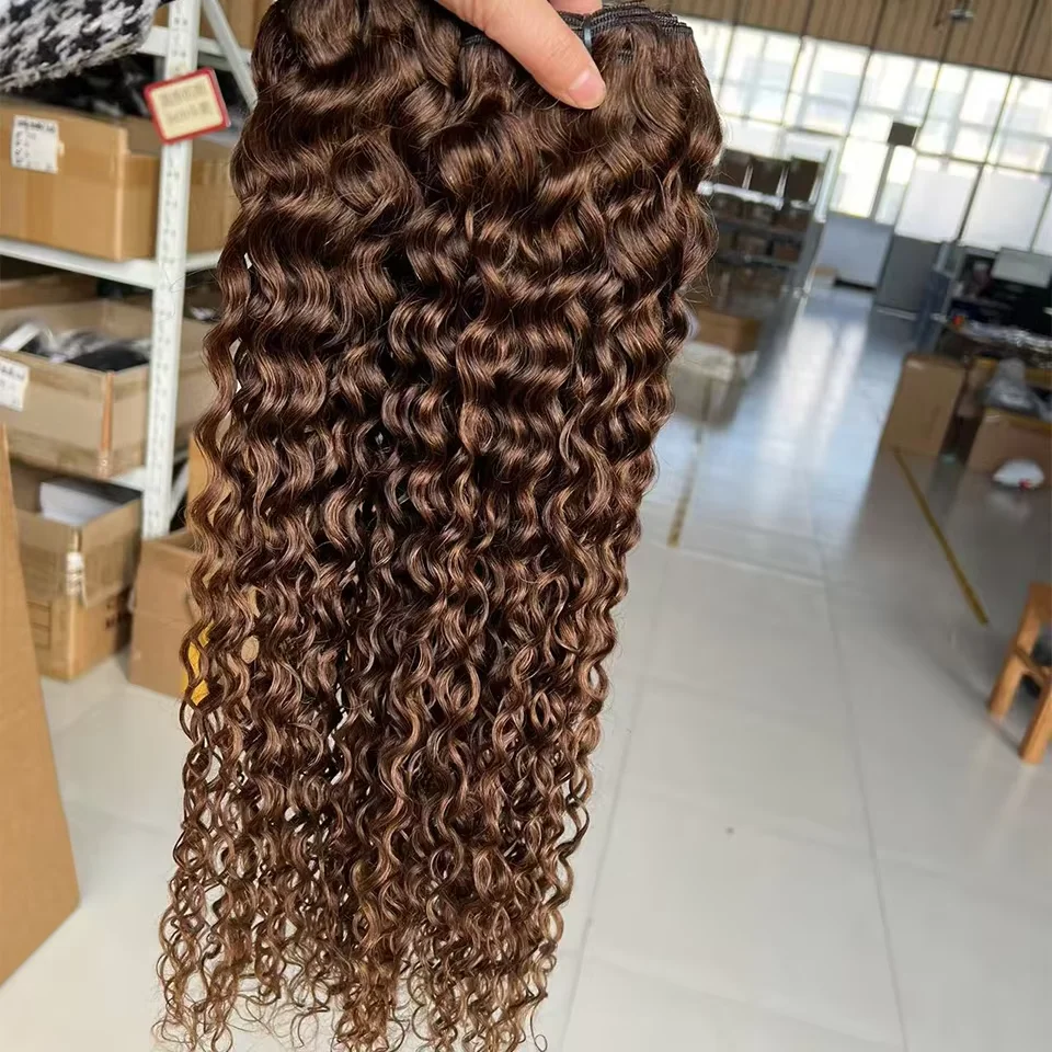 #4 Brown Water Wave Bundles 100% Human Hair Peruvian Remy Hair Weaving Chocolate Brown Curly Hair Bundle Deals For Extensions 4