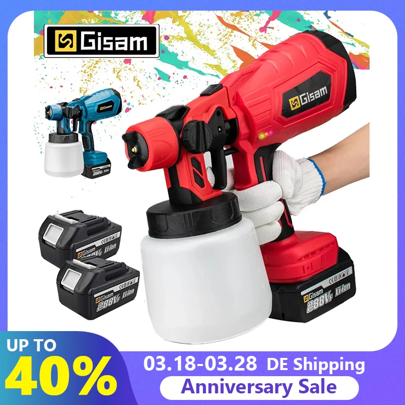 Pistolet à Peinture Électrique sans Fil HVLP - DAYPLUS - 4 Buses, 3