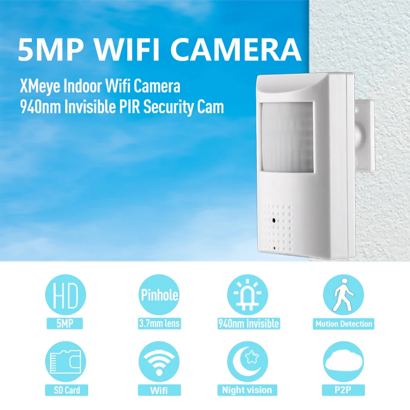 XMeye WIFI Camera 5MP Audio 940nm PIR Invisible Mini Indoor IP - Main Image