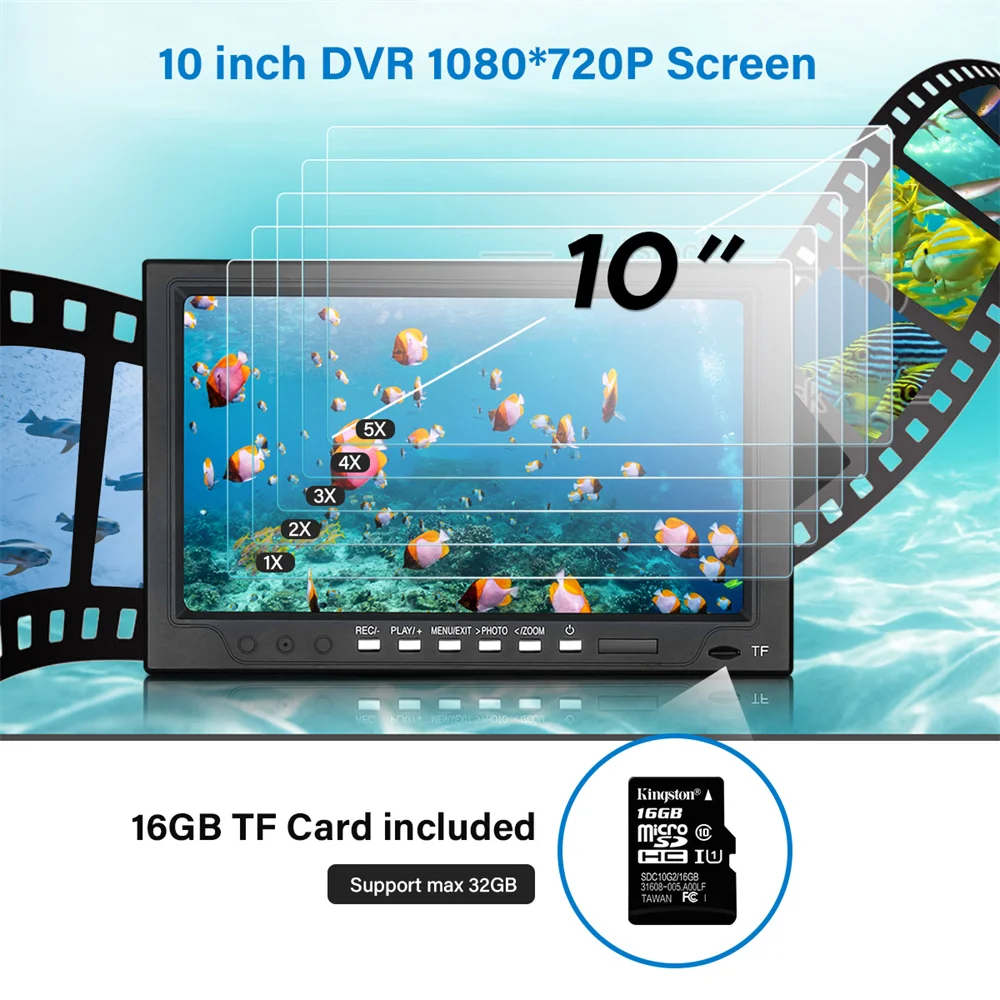 DVR Fish Finder 10 inch Underwater Fishing Camera 1080P