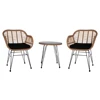 3 pcs Wicker Rattan Patio Conversation Set with Tempered Glass Table  Flaxen Yellow 1