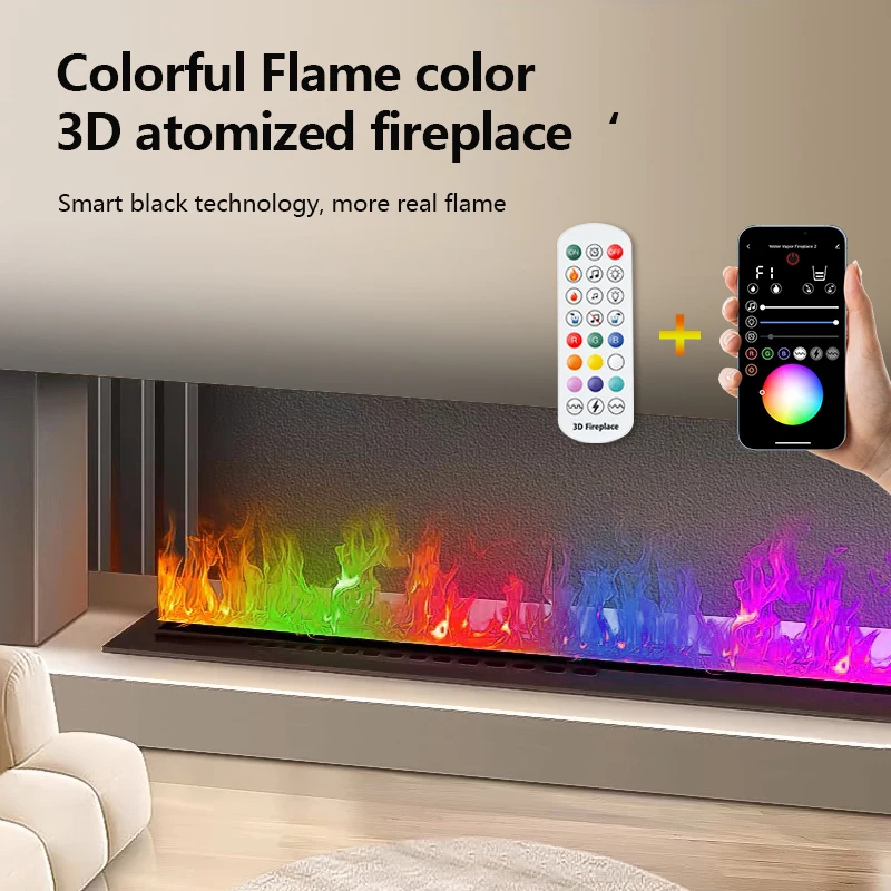 Smart Home Flame Steam LED Color Flame TV Wall Decorative flame Mobile APP control 3D water steam electrical flame Fireplace
