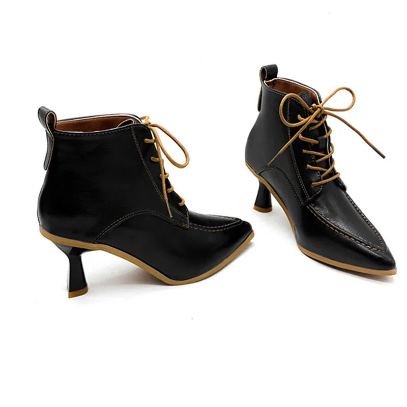 

Ботинки на высоком каблуке, Женская осенне-зимняя обувь, дизайнерские Элегантные короткие Ботинки на каблуке 7 см, винтажные привлекательные женские офисные Ботинки
