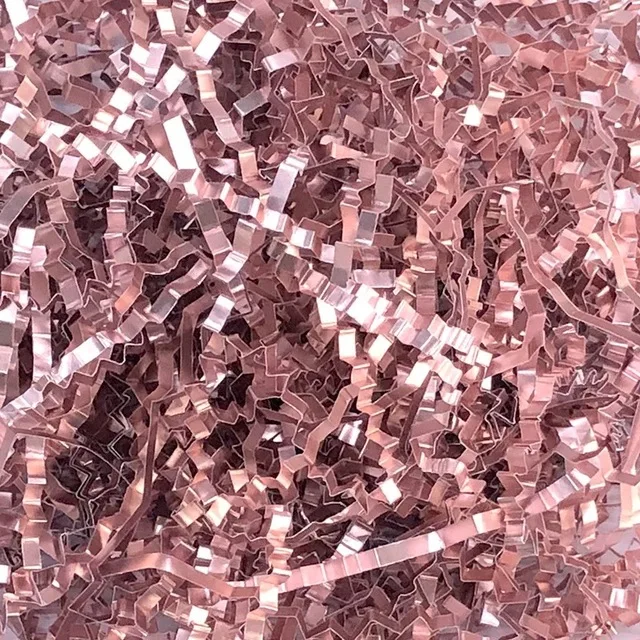 Radiant Rose Gold Metallic Glitter Raffia for Gift Box Filler and Craft Decor