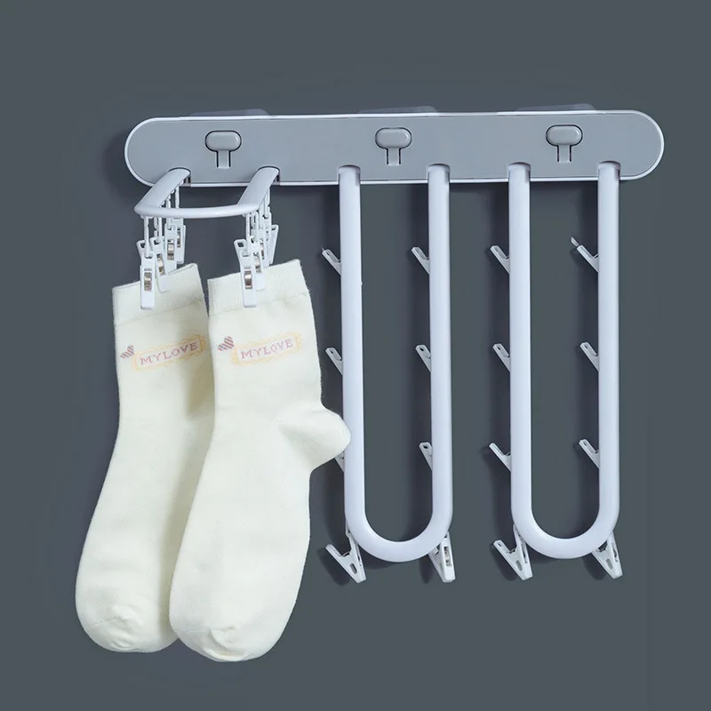 

0252 Folding Clothes Rack Wall Hanging Socks Drying Rack Bathroom Toilet multi-functional Clothes Rack