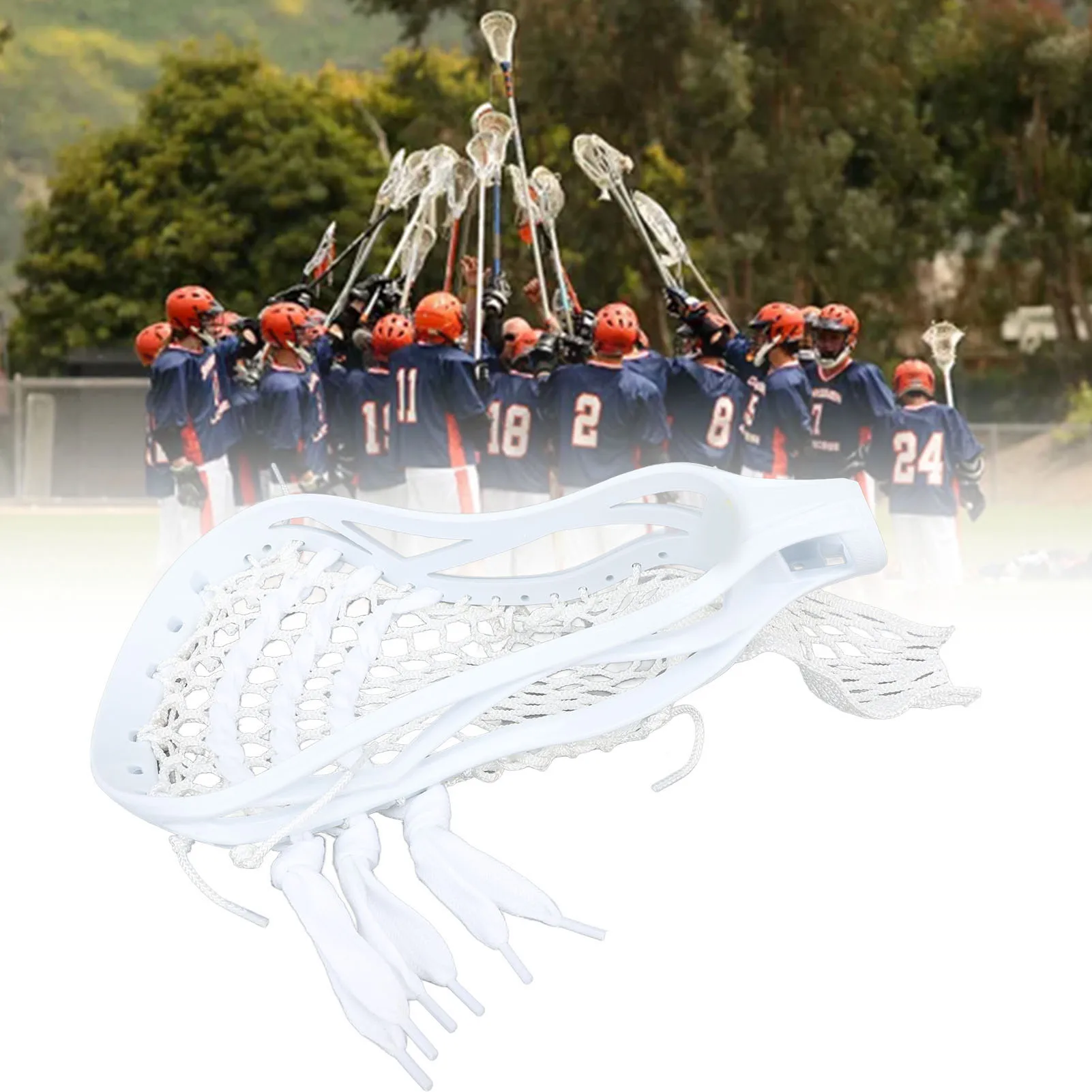 Lacrosse Head Mesh Strung Wear Proof Nylon Lacrosse Stick Heads for Training Competition Men