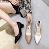 Fashion Soft Leather Chunky Heel Women High Heels Classic Style Career Work Shoes Pointed Small Size Student Etiquette Shoes 33 5