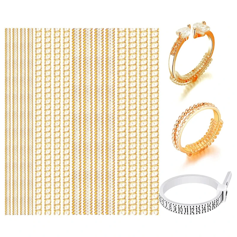1Pc/ 16Pcs Ring Size Adjuster Rings Guards Tightener Clear Ring Size Adjuster Resizer Loose Rings Spirals Reducer 4 Sizes