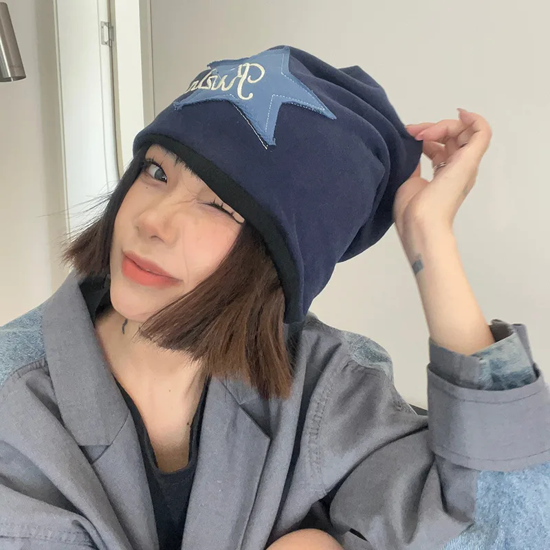 

Punk Pile Hat Women Fashion Warm Hats Couple Ear Protection Cold Hat Casual Bonnets Hip Hop Beanies Cotton Skullies Trendy Caps