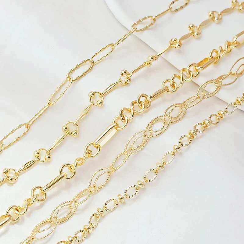 14k Yellow Gold 3.4mm Bamboo Ring (size 7) 1 Piece 14K Copper Clad Gold Pressed Flat Chain, Bamboo Link