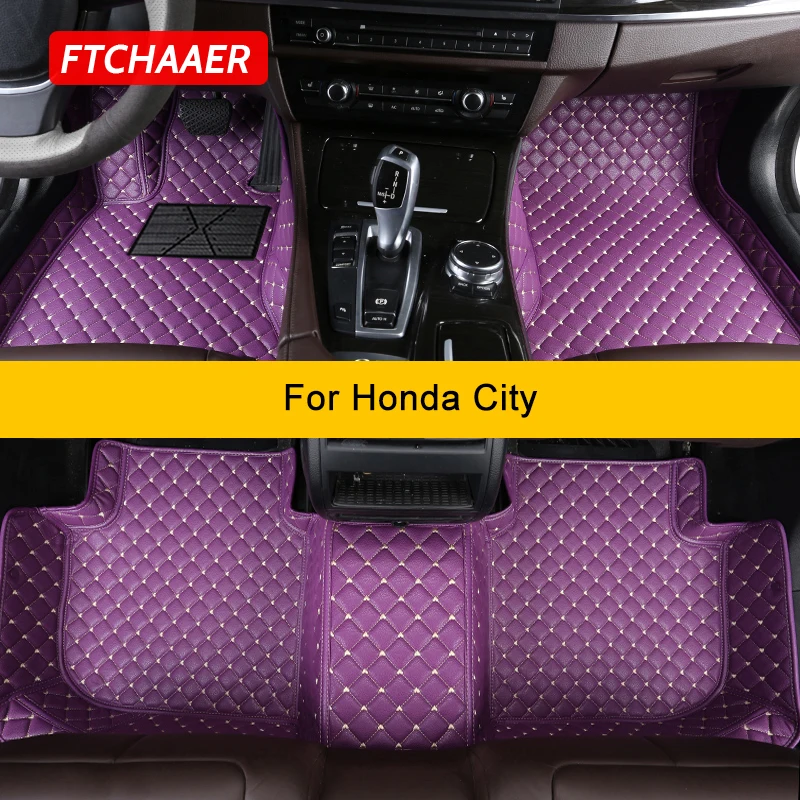 

FTCHAAER Custom Car Floor Mats For Honda City 2002-2023 Auto Carpets Foot Coche Accessorie