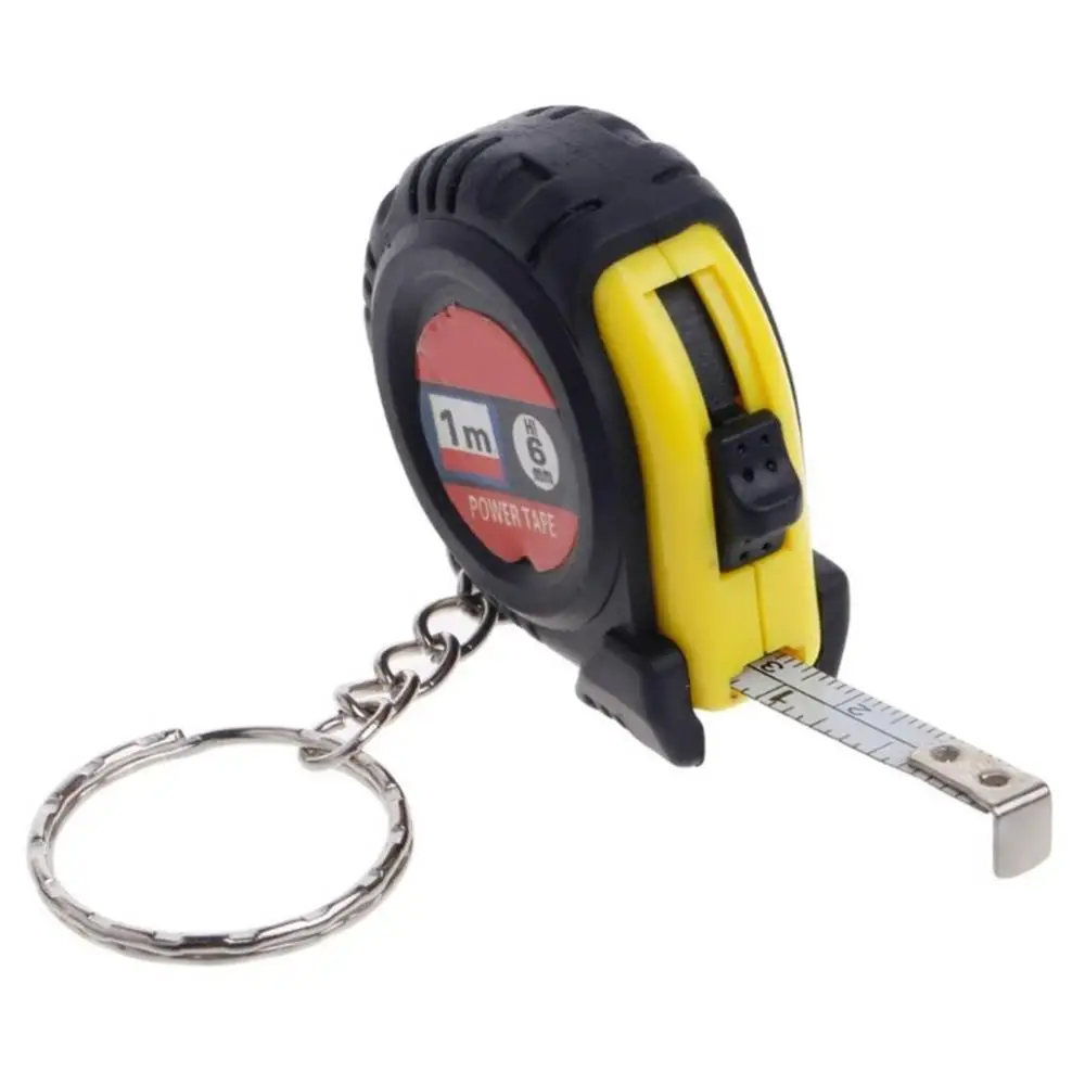 Mini Power Tape Measure Keychain 1m Retractable Ruler Steel Tape