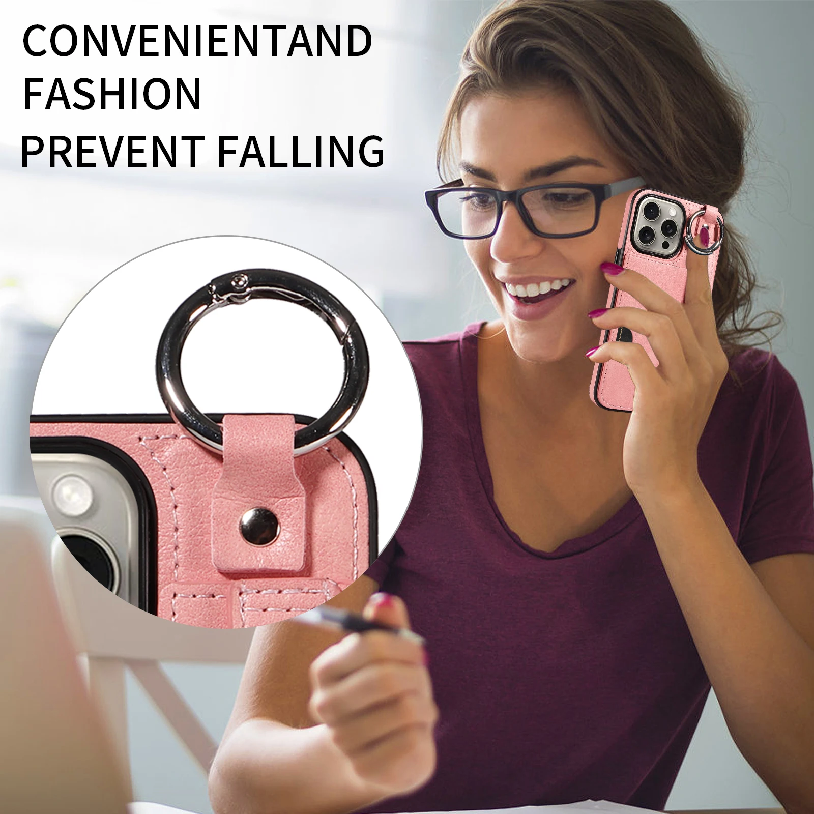 Wristband Ring Holder Cards Solt Wallet Leather Case For iPhone 15 Pro Max 14 Plus 13 12 11 XS SE2022 Pocket Bag Kickstand Cover_voghion.com