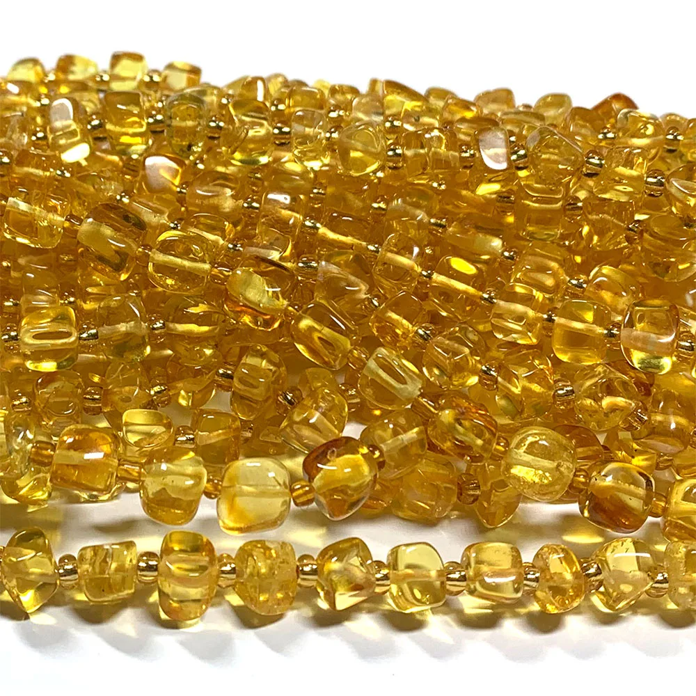 Veemake natürliche klare gelbe Bernstein Nugget freie Form lose Perlen für die Schmuck herstellung 08230