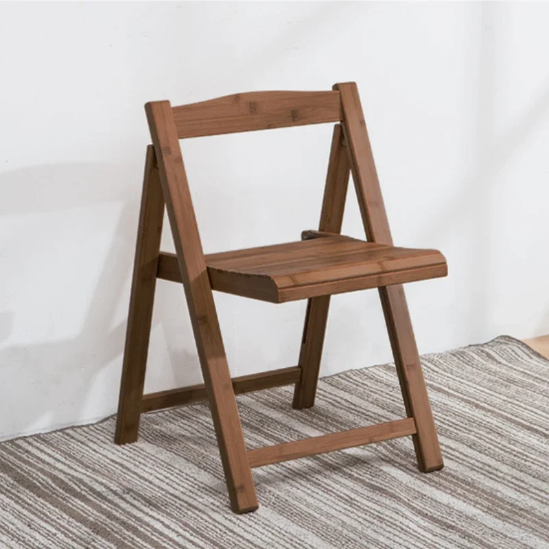 Simple Foldable Chair Natural Bamboo Backrest Seat for Home Portable Dining Chair with Stable Load Capacity Modern Furniture