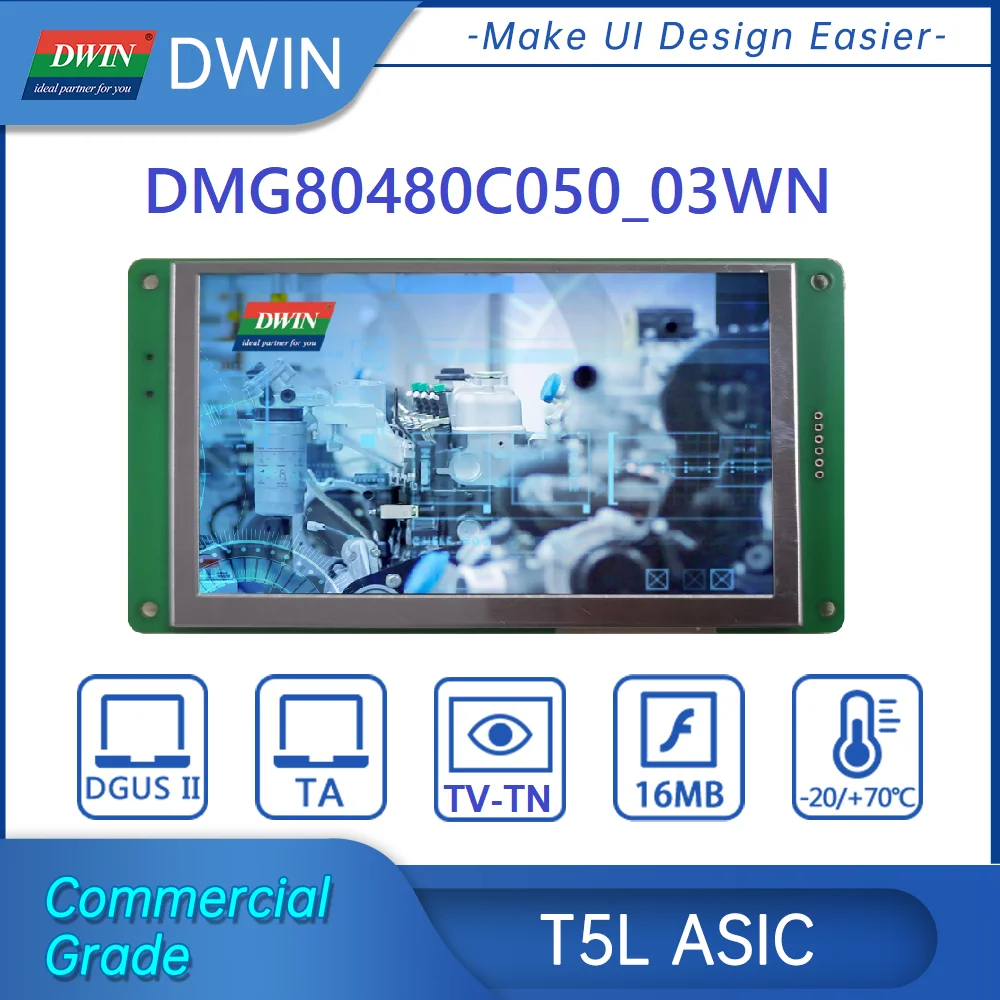 DWIN 5 Cal 800*480 inteligentny moduł wyświetlacza LCD HMI DMG80480C050_03 rezystancyjny/pojemnościowy