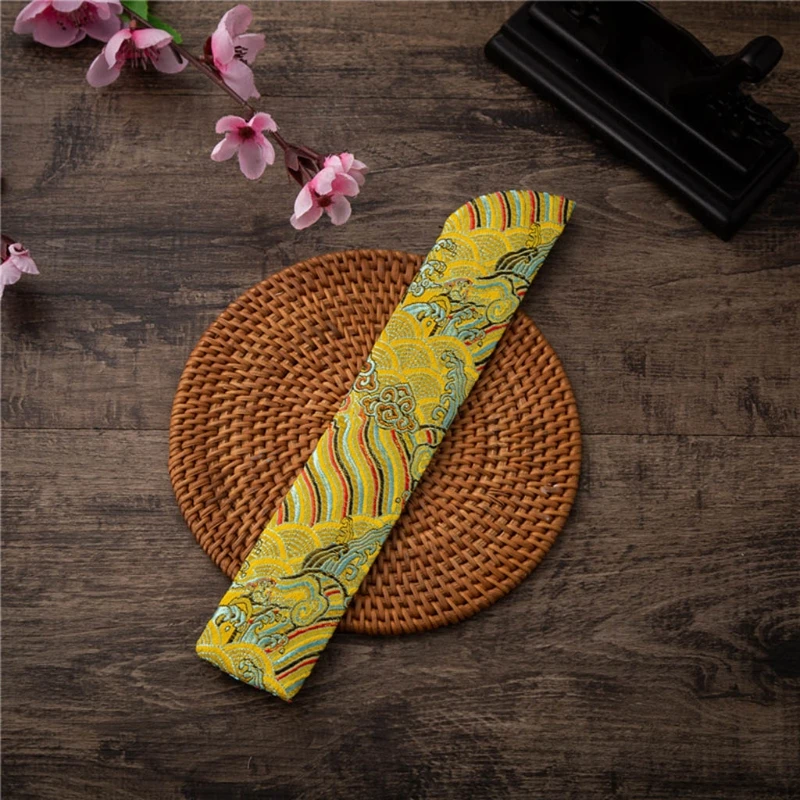 Chinese Classical Hand Fan Cover Bag Vintage Embroidery Wave Clouds Heldheld Folding Fan Sleeve Protector Pouch Pocket
