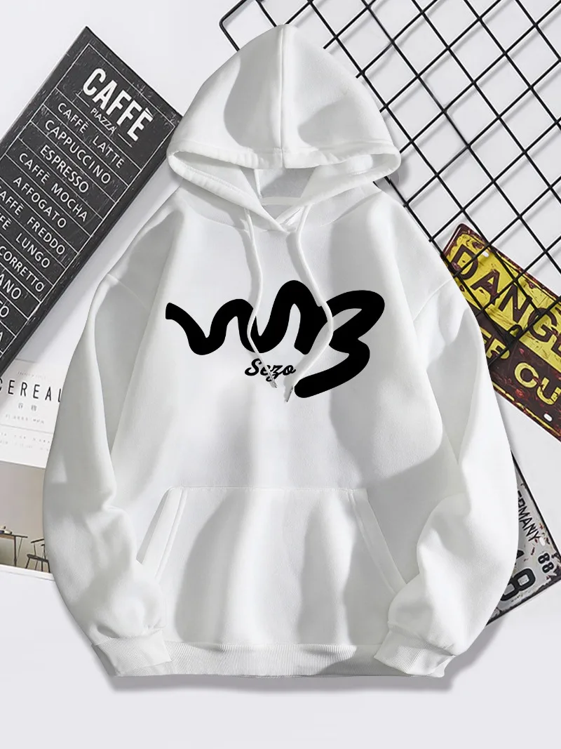 2022 Autumn/Winter New Women's Wear Design Feel Plush Loose Printing Loose Relaxed Versatile Solid Color Sweater Hoodie