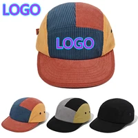 New Custom Logo Color Blocking Corduroy 5 Panel Baseball Caps Outdoor Casual Women Adjustable Trucker Cap Men Retro Peaked Hat 1