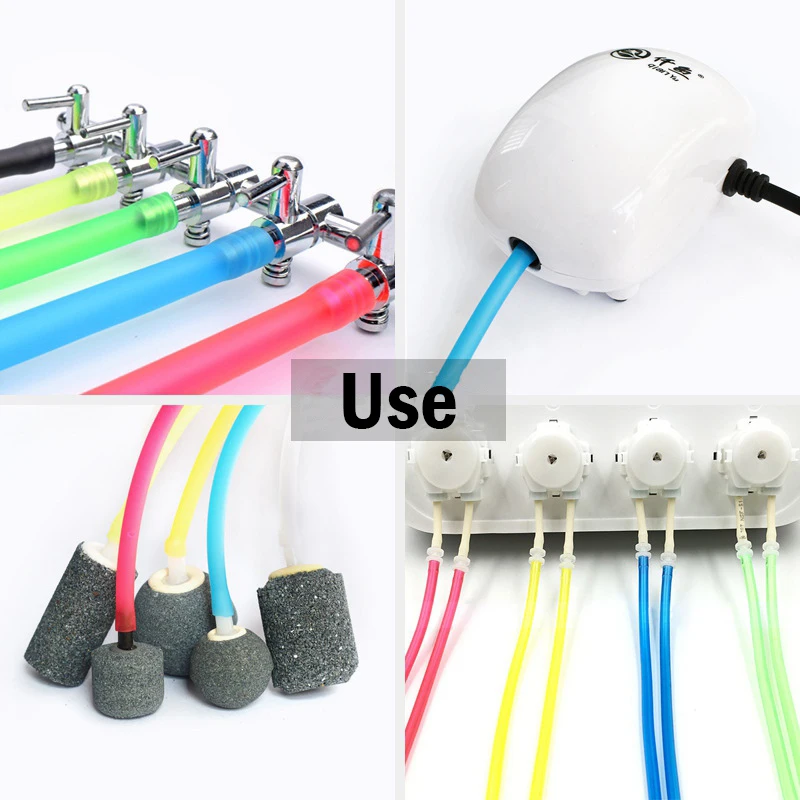 1~20m Aquarium Oxygen Pump Hose Air Bubble Stone Aquarium Fish Tank Pond Pump Tube 4*6mm White Black Colorful Flexible Tubes