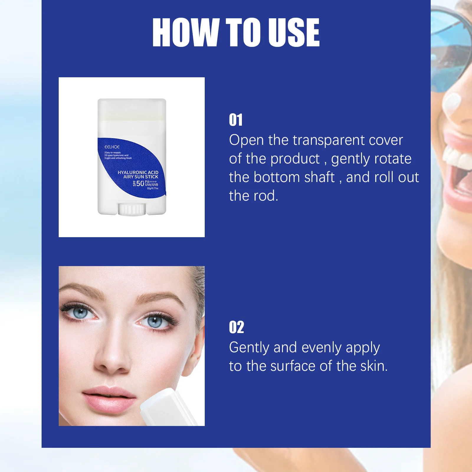 EELHOE UV Protection Cream Spf 50 UV Protection Outdoor Anti Oxidant Moisturizing Skin Care Hyaluronic Acid Face Sun Block Cream 6
