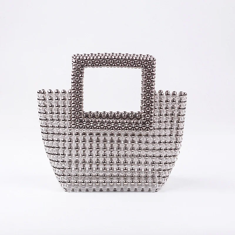 

Ladies Beaded Pocket Books and Handbags Female Acrylic Square Handmade Woven Women's Clutch Clear Purses Handbags Jelly