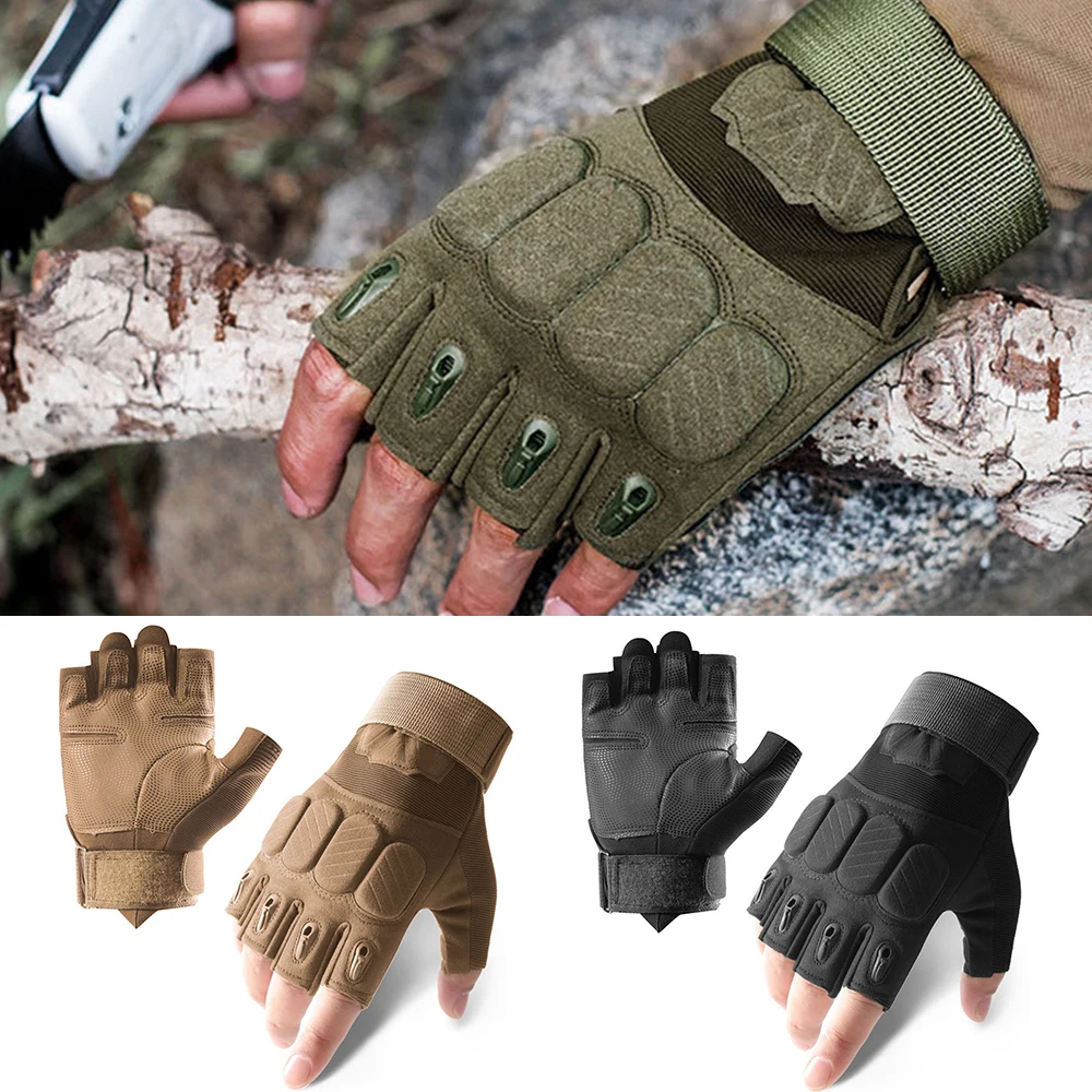 

Outdoor Tactical Army Fingerless Gloves Hard Knuckle Paintball Airsoft Hunting Combat Riding Hiking Military Half Finger Gloves