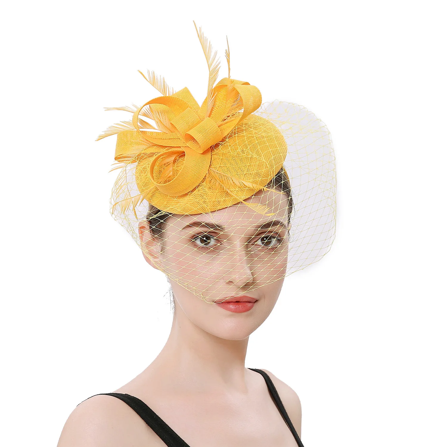 Elegant Women's Pillbox Fascinators Hat Headband Tea Party Fascinator Hat Veil Kentucky Derby for Cocktail