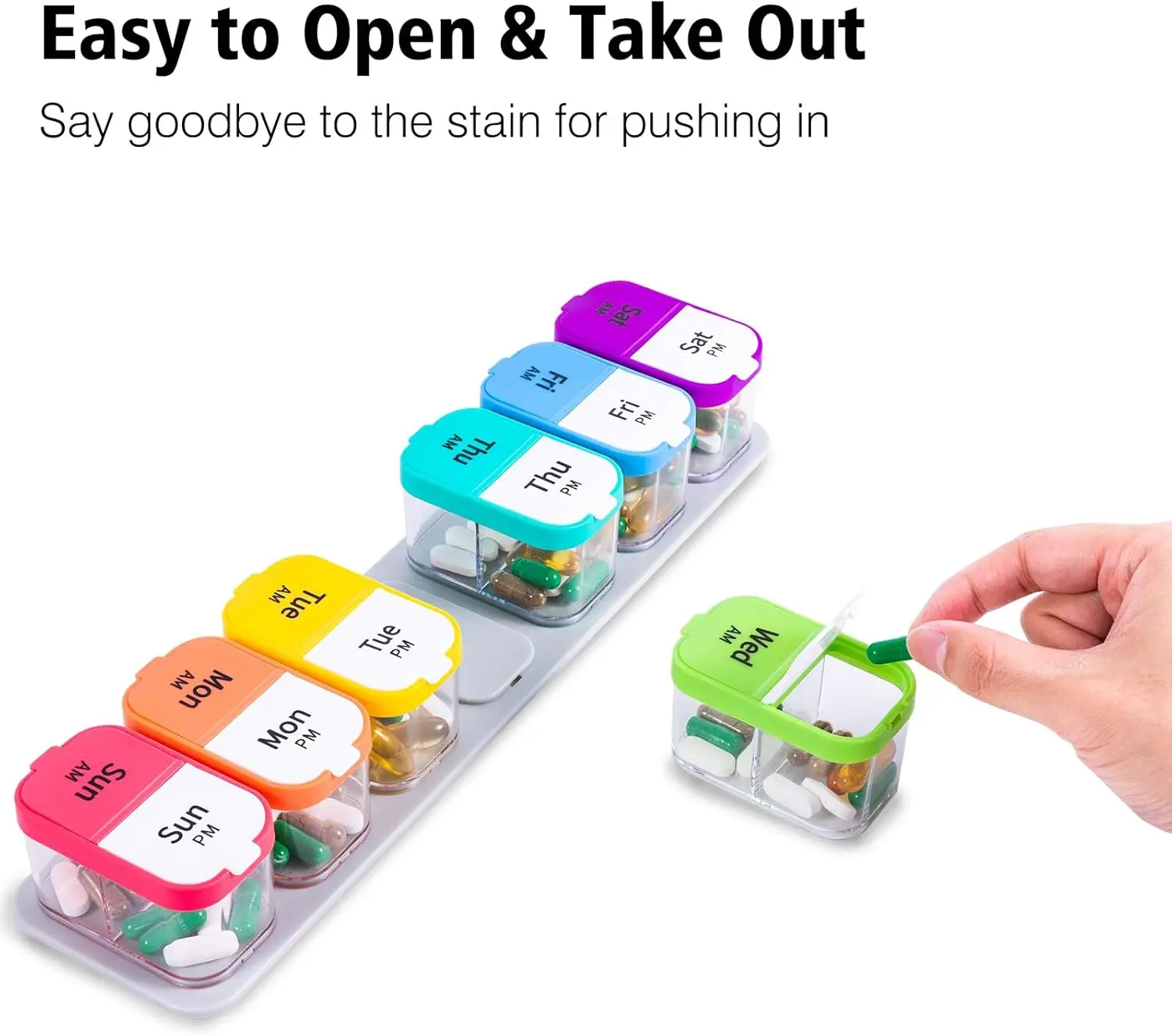 Oversized Weekly Pill Organizer with AM/PM Compartments for Medications and Supplements