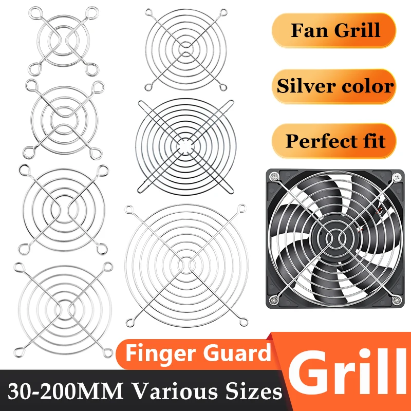 Gdstime Silver Metal Grill Finger Guard Protective Net Fan Grill 30/40/50/60/80/90/120mm Cooling Fan Grill DC Fan Safety Device