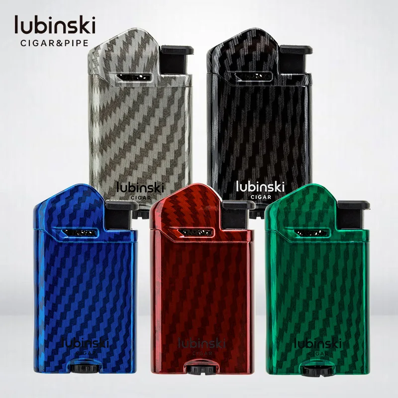 

LUBINSKI Blue Flame Single Direct-Flush Visible Gas Chamber Inflatable Lighter Outdoor Windproof Camping BBQ Turbo Metal Lighter