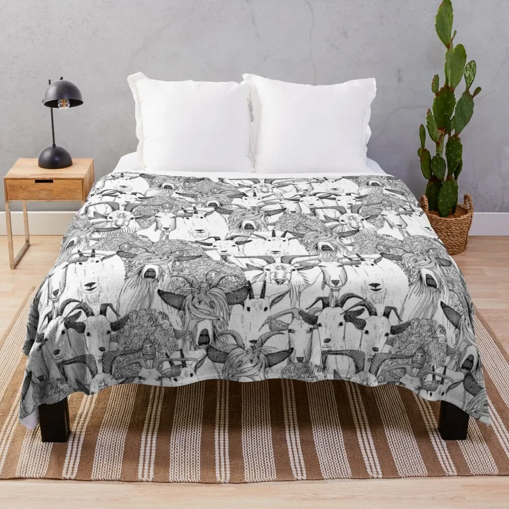 

just goats black white Throw Blanket Flannel Fabric Weighted Luxury St Blankets