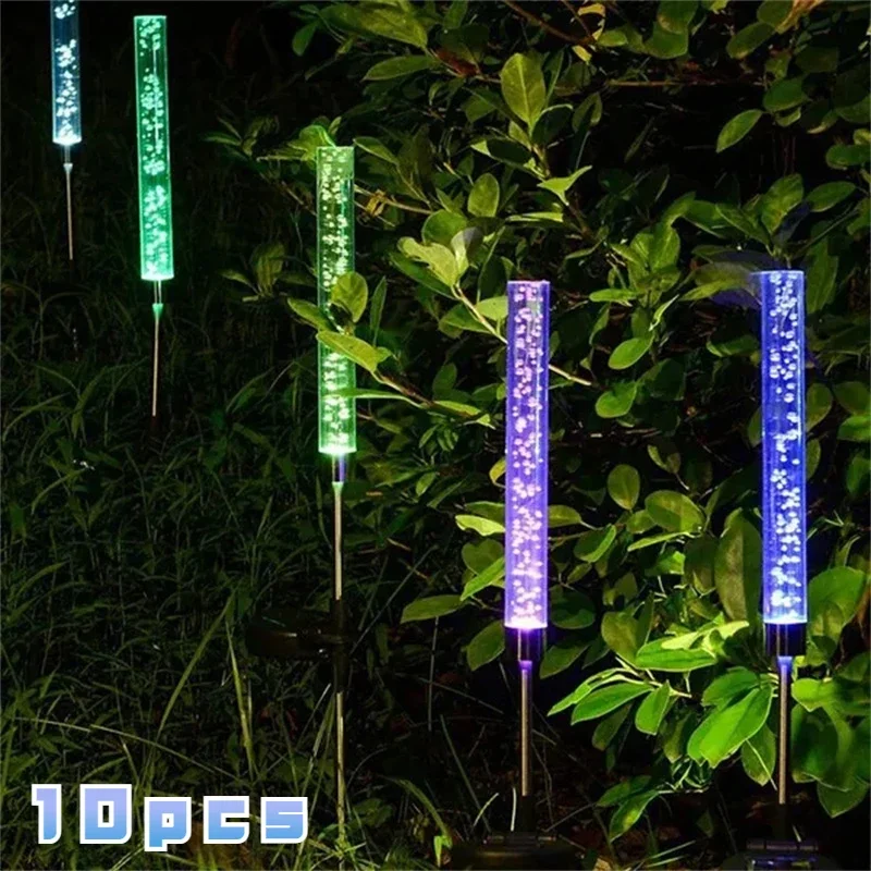 10PCS  LED Solar Lights Acrylic Bubble Solar Pathway Lawn Lamp RGB Garden Outdoor Solar Light Waterproof RGB Color Changing