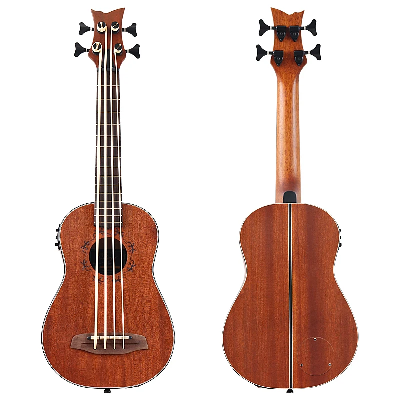 Ukulele Set Electric Ukulele Bass Guitar 30 Inch 4 String Sapele Body Brown Color Children Mini Guitar Uk Bass