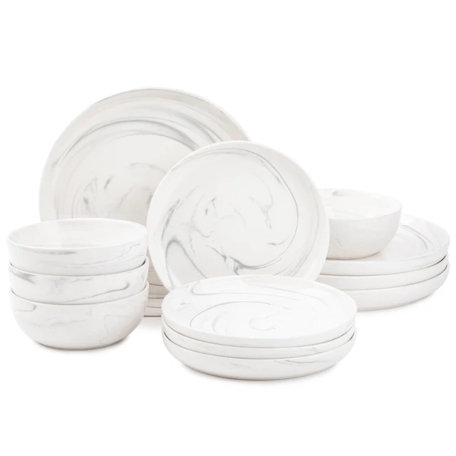 Thyme & Table Dinnerware Black & White Medallion Stoneware, 12 Piece Set