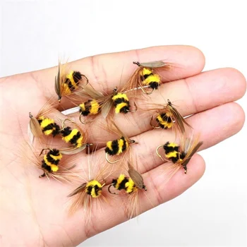 2-Pcs Artificial Insect Fly Fishing Lures – 15mm Bee Wobbler Spinner Bait with Hooks for Trout, Carp & Bass 1