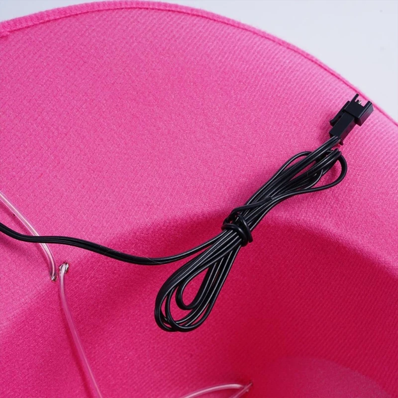 Flashing Pink Cap Wide Brim LED Cowgirl Hat Night Club Costume Hat Party