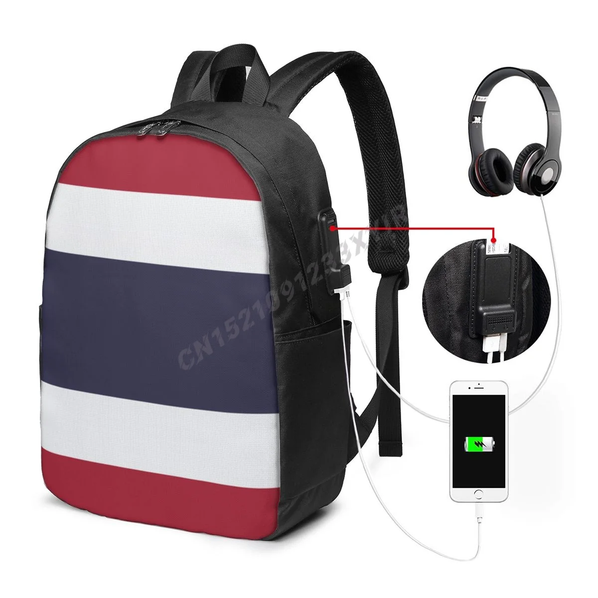 

Backpack Thailand Flag Thai Country Map IT'S IN MY DNA Fans Student Schoolbag Travel Casual Laptop Back Pack Unisex