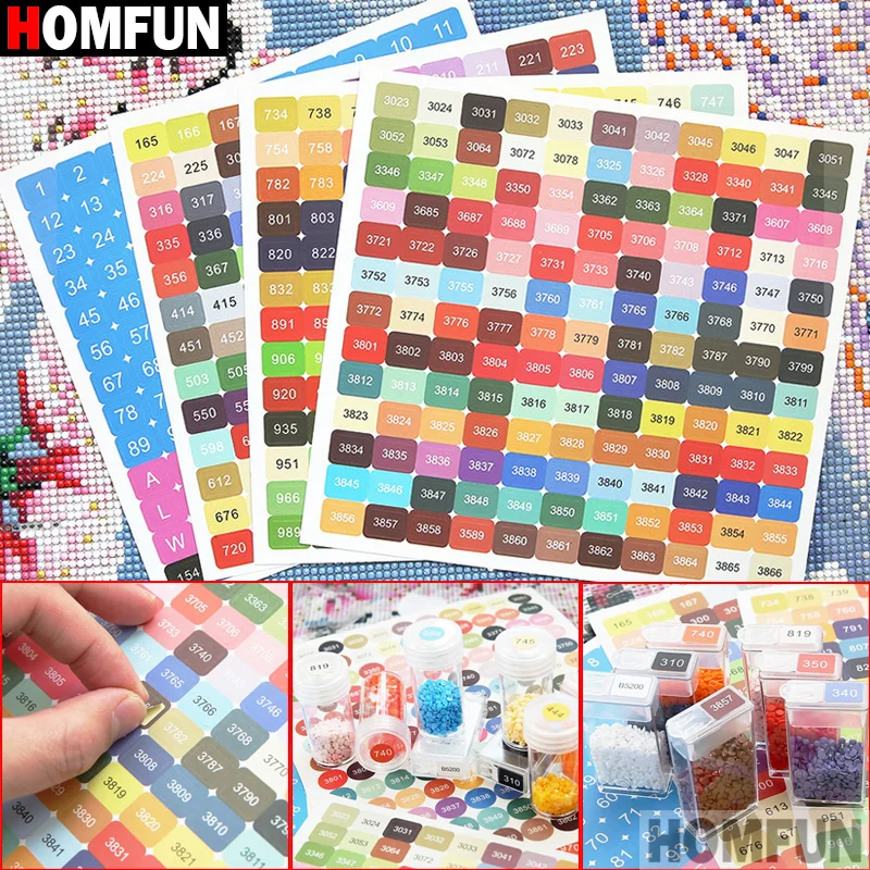 Diamond Painting DMC Colors Number Label Stickers For Storage Box Mosaic Beads Organizer Bottle Tool Cross Stitch Mark HOMFUN diamond painting stickers,diamond painting,diamond painting accessories