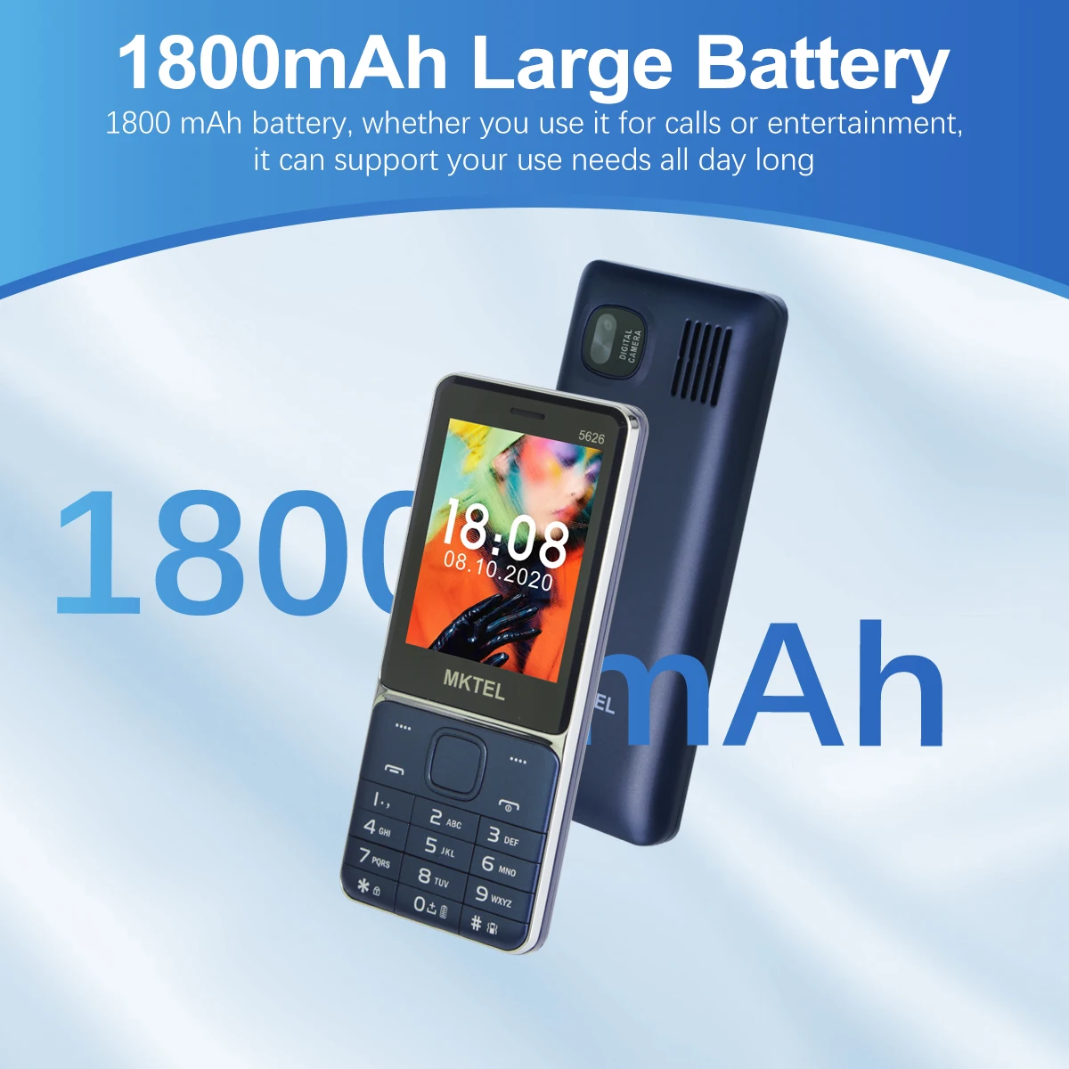 MKTEL 5626 Feature Phone Triple Sim Card 2.8" Display 1800mAh Battery MP3/MP4/FM/Radio/Bluetooth/GPRS Senior Phone 4