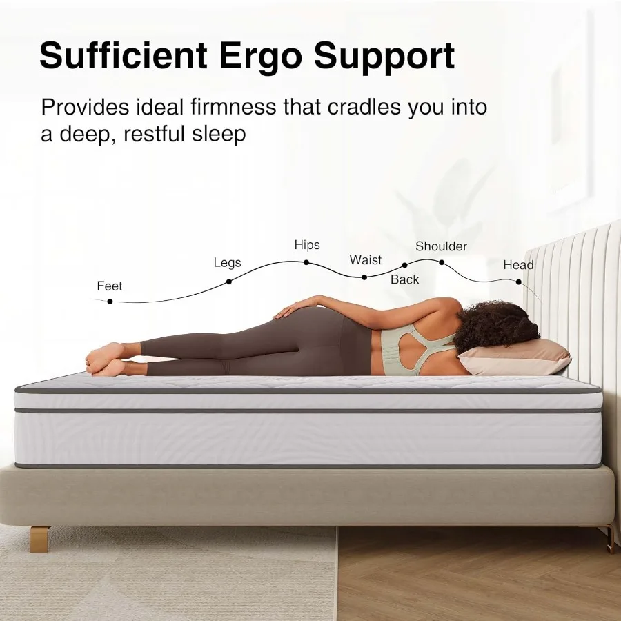 Full Size Mattress 12 Inch Hybrid Mattress in a Box with Comfy Support and Individual Pocket Springs for Superior Motion Isolat