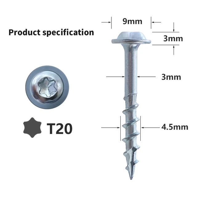 100pcs Wood Screws T25 Coarse Thread Self-tapping Screws Knurled  Countersunk Head Torx Screw Zinc Coated For Woodworking Tools - Screws -  AliExpress