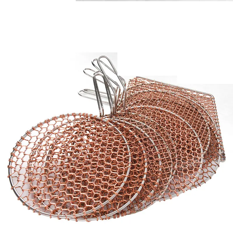 Picnic Tools Camping Charcoal BBQ Red Copper Barbecue Wire Grill Mesh Net