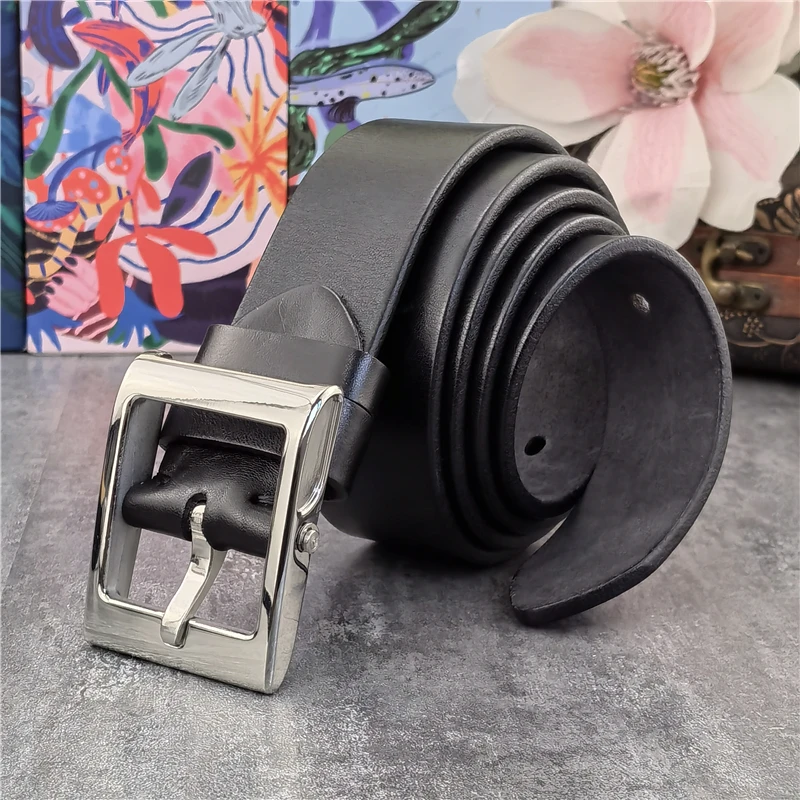 Luxus Solide Edelstahl Gürtel Schnalle Echtes Leder Gürtel Männer Ceinture Männer Taille Gürtel Dicken Leder Gürtel Für Mann SBT0023 – Detail 13
